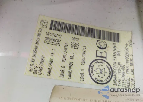 2014 Nissan Titan Sv z USA, uszkodzony, nr VIN 1N6AA0FC7EN506564